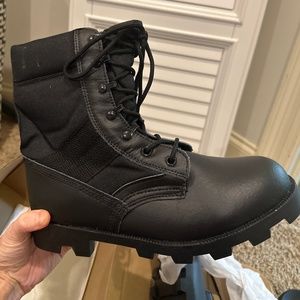 Black combat boots (new in box)